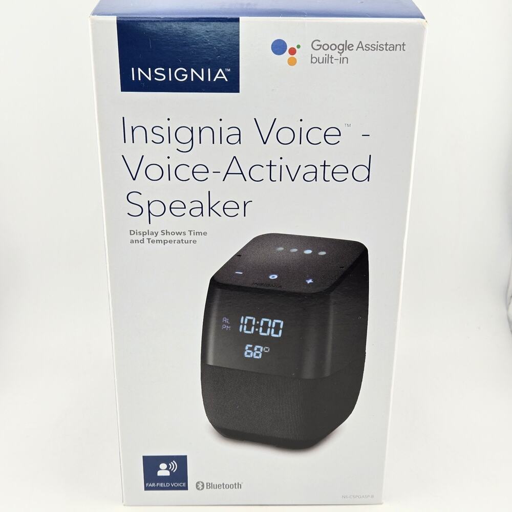 Insignia Voice Smart Bluetooth Speaker Google Assistant Clock NS-CSPGASP-B New
